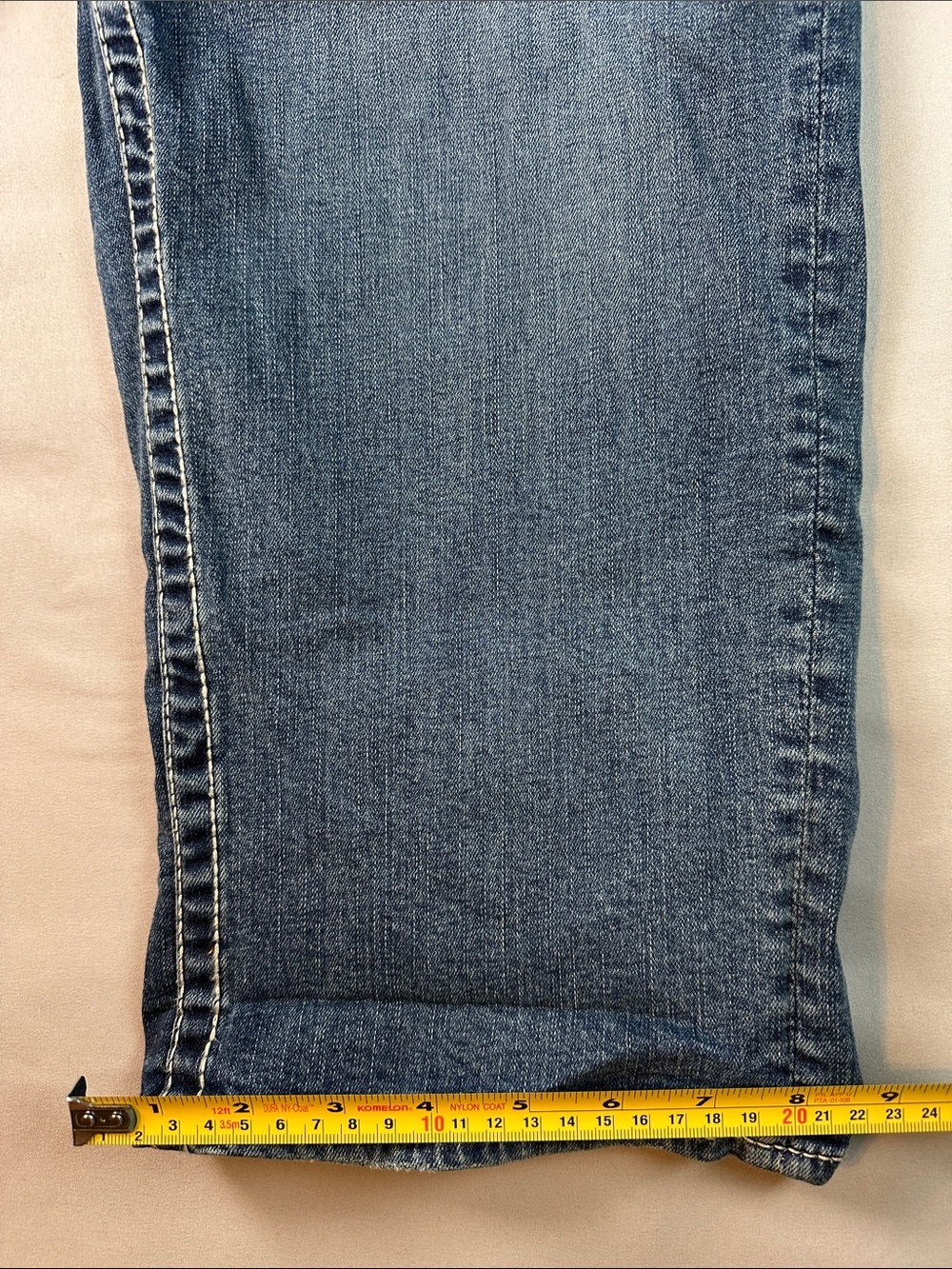 Vigoss Heritage Fit Faded Blue Capri Jeans Size 20 Plus Whisker Thick Stitch - Picture 7 of 13